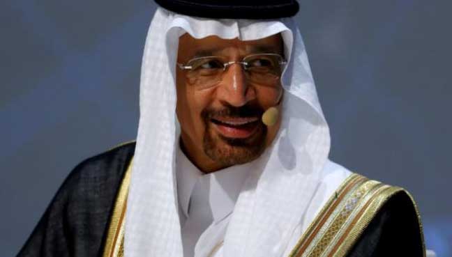 Saudi Arabia's Energy Minister Khalid al-Falih talks during the 23rd World Energy Congress in Istanbul, Turkey.