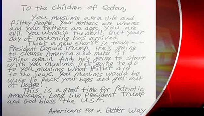 California mosques receive letters threatening Muslims California mosques receive letters threatening Muslims