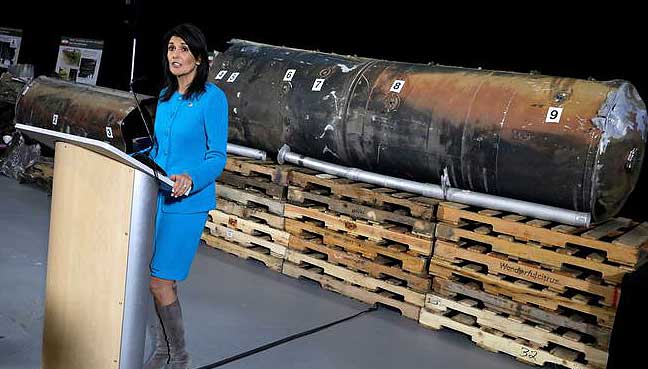 USA calls for anti-Iran coalition as it presents Yemen weapons evidence USA calls for anti-Iran coalition as it presents Yemen weapons evidence