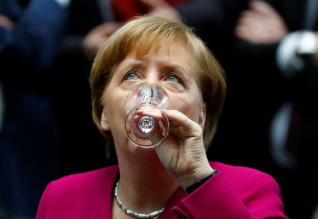 ANGELA MERKEL CELEBRATING THE PARTY ELECTIONS REUTERS
