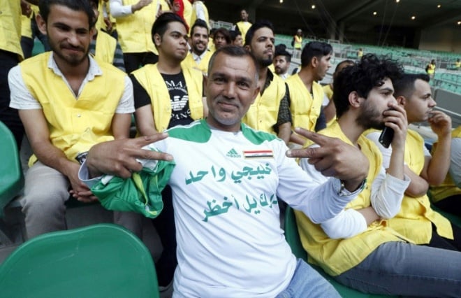 Approximately 60,000 fans watched the match between Iraq and Saudi Arabia at Basra Sports City. (AFP pic)