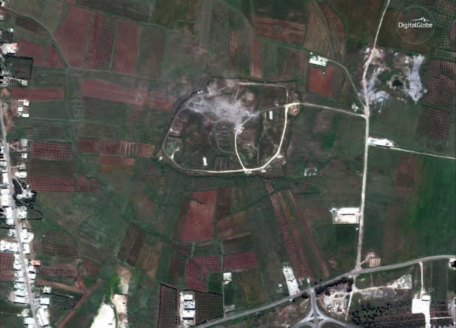 A satellite image shows the Him Shinshar Storage site west of the city of Homs Syria