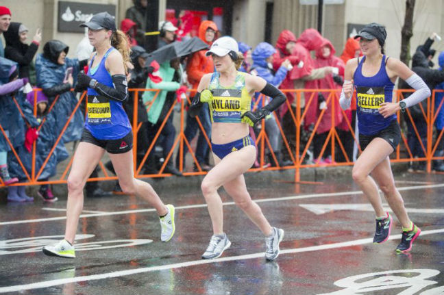 Sarah Sellers right shocked the field to claim a second place finish at the Boston Marathon