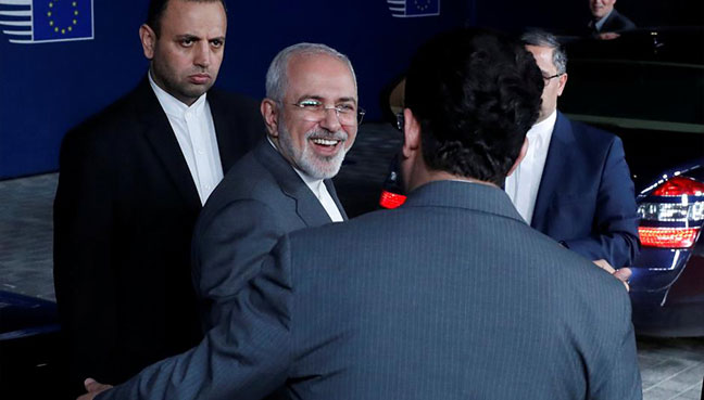 Iran’s Foreign Minister Mohammad Javad Zarif leaves the EU council headquarters in Brussels Belgium