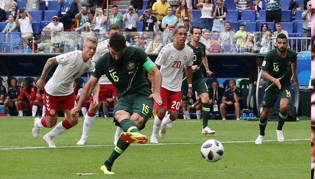 Mile Jedinak scored Australia’s equalising goal against Denmark