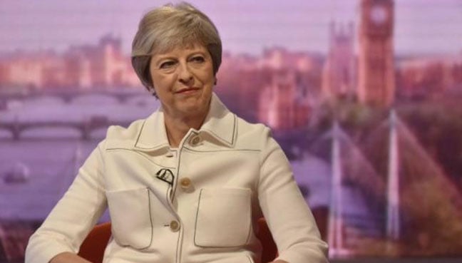 Britain’s Prime Minister Theresa May appears on the BBC’s Andrew Marr Show in London Britain
