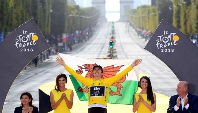Thomas enjoys the champagne feeling of being a Tour de France victor
