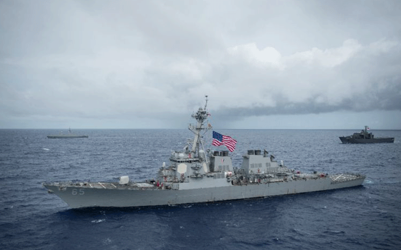The Arleigh Burke-class guided-missile destroyer USS Benfold is one of two warships to have entered the Taiwan Strait