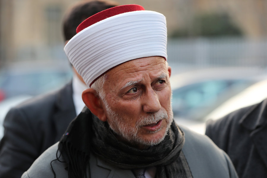 Sheikh Abdel Azeem Salhab looks on after he was released by Israeli police at a police station in Jerusalem