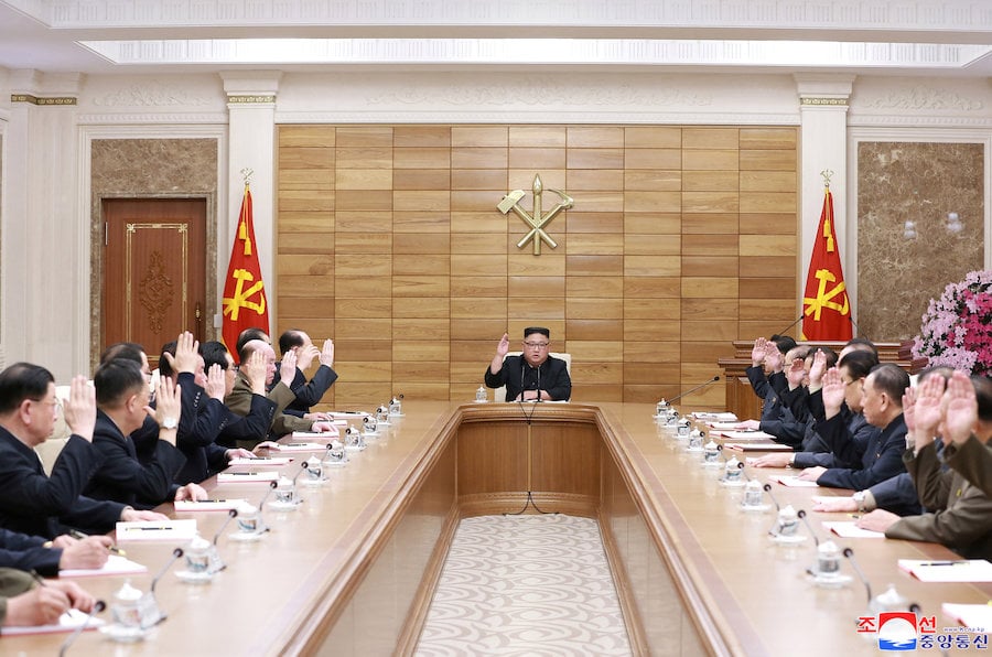 North Korean leader Kim Jong-un chairs a Central Committee of the Worker’s Party meeting in Pyongyang