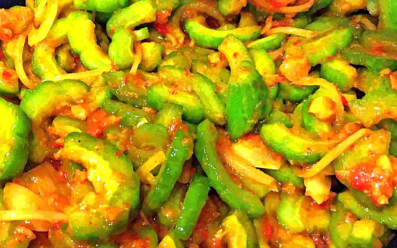Fried bitter gourd with chilli best kampung cuisine Free Malaysia